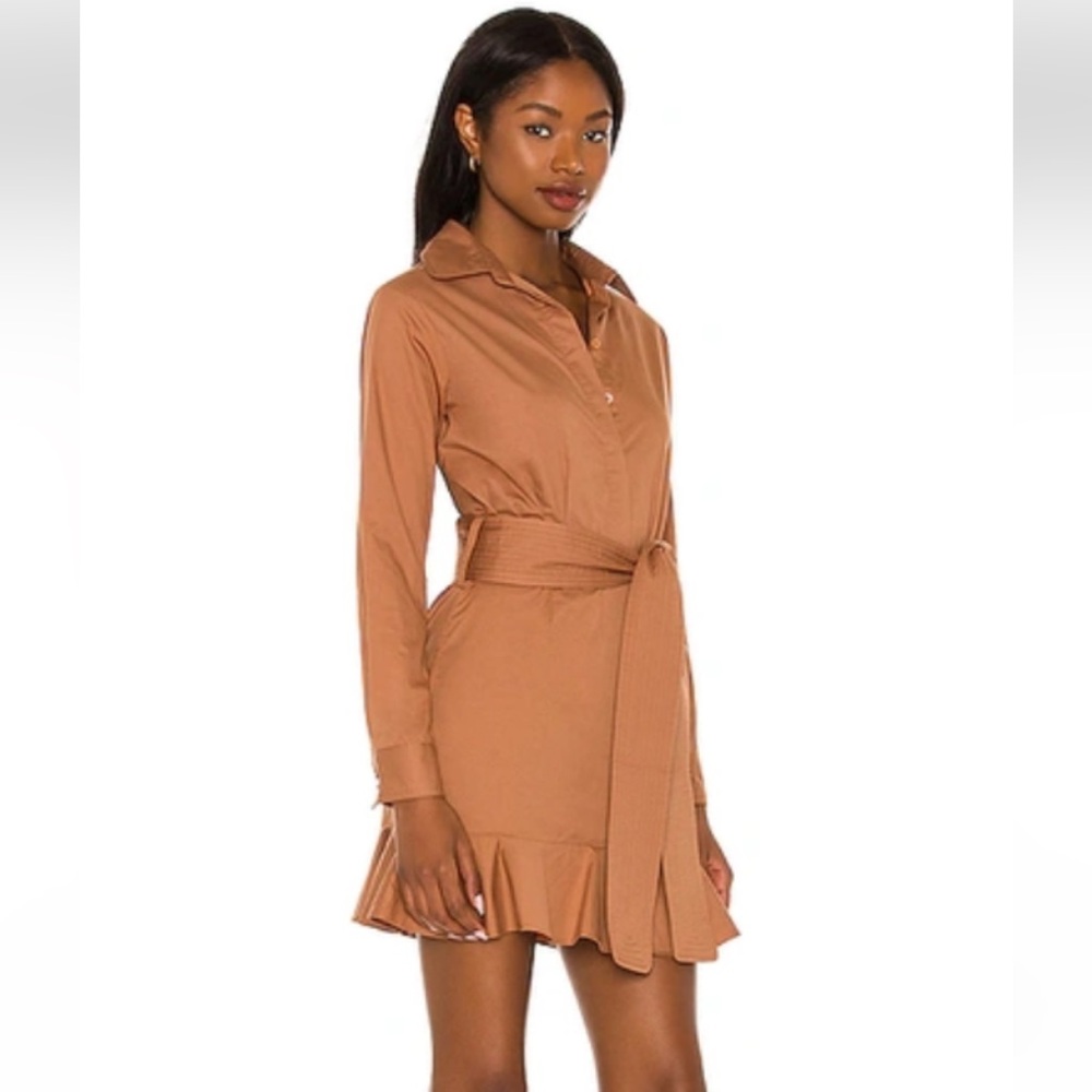 KARINA‎ GRIMALDI Sandrinne Poplin Flounce Hem Mini Dress Size XS